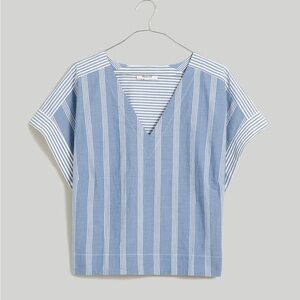 NWT Madewell Crinkle Cotton Boxy Top in Mixed Stripe, Small